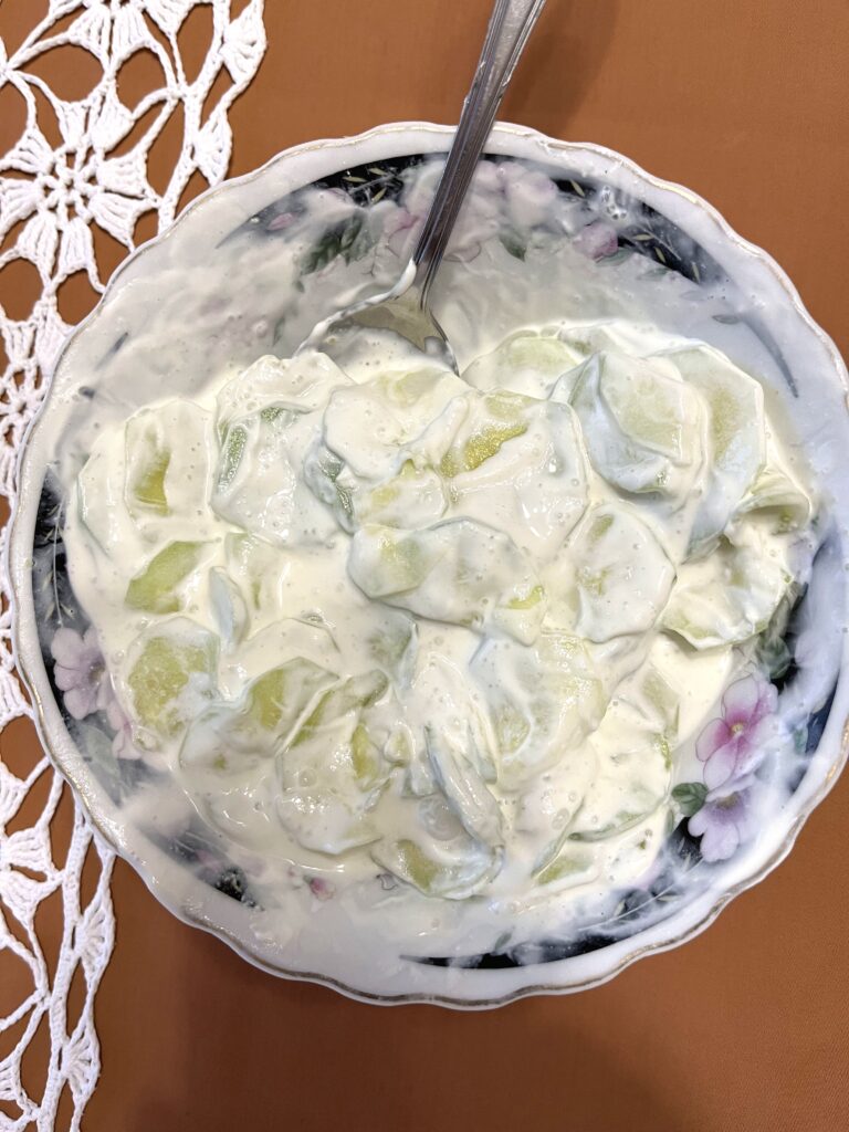 Polish cucumber salad also known as Mizeria