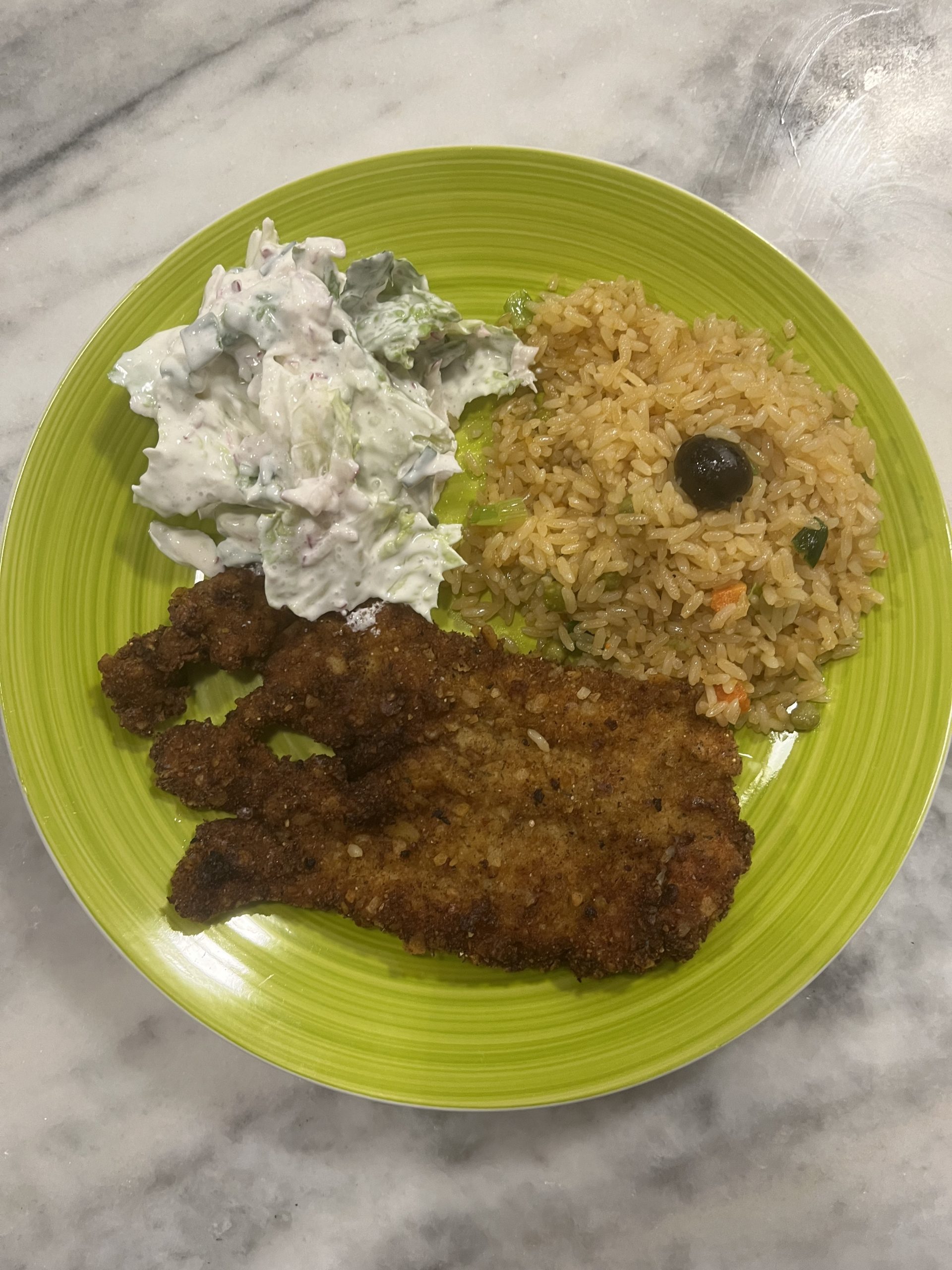 Chicken cutlet with Dad's salad