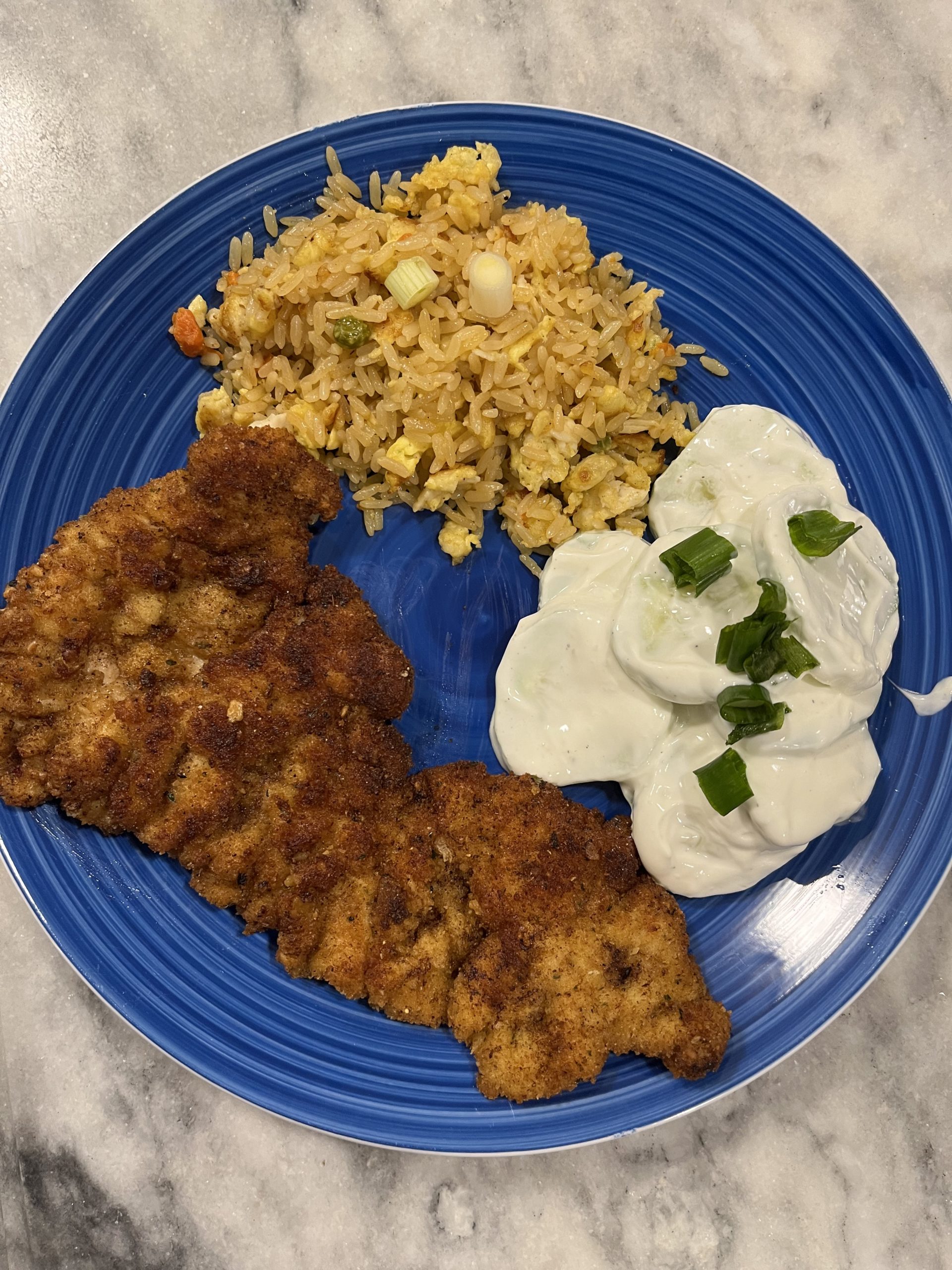 Chicken cutlet with cucumber salad