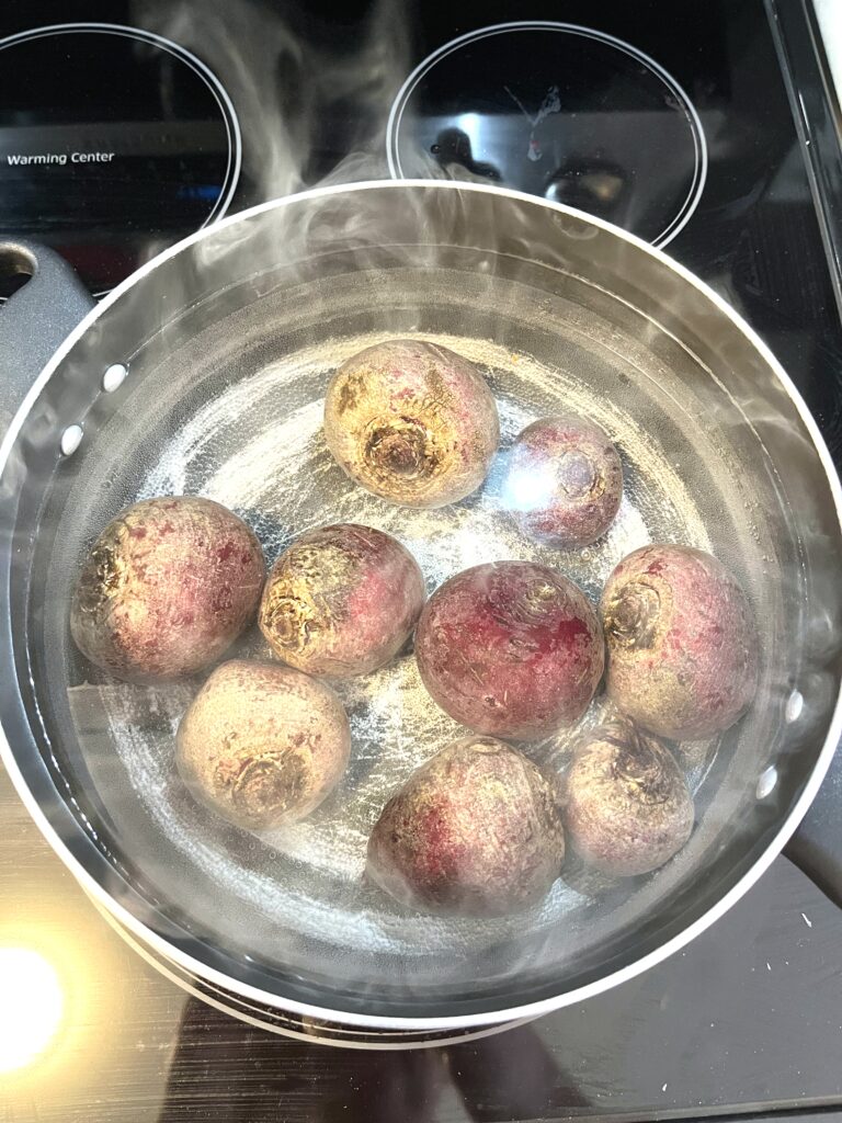 Beets boiling on the stove