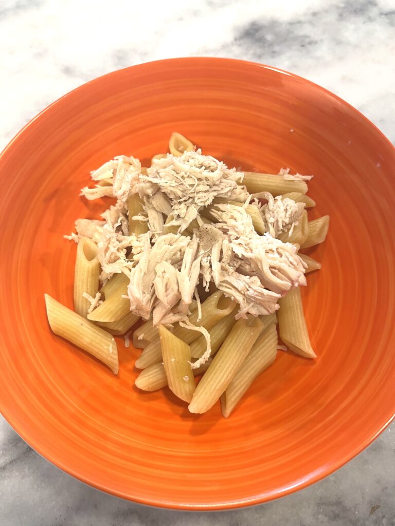 pasta and chicken for Polish mushroom soup aka zupa grzybowa