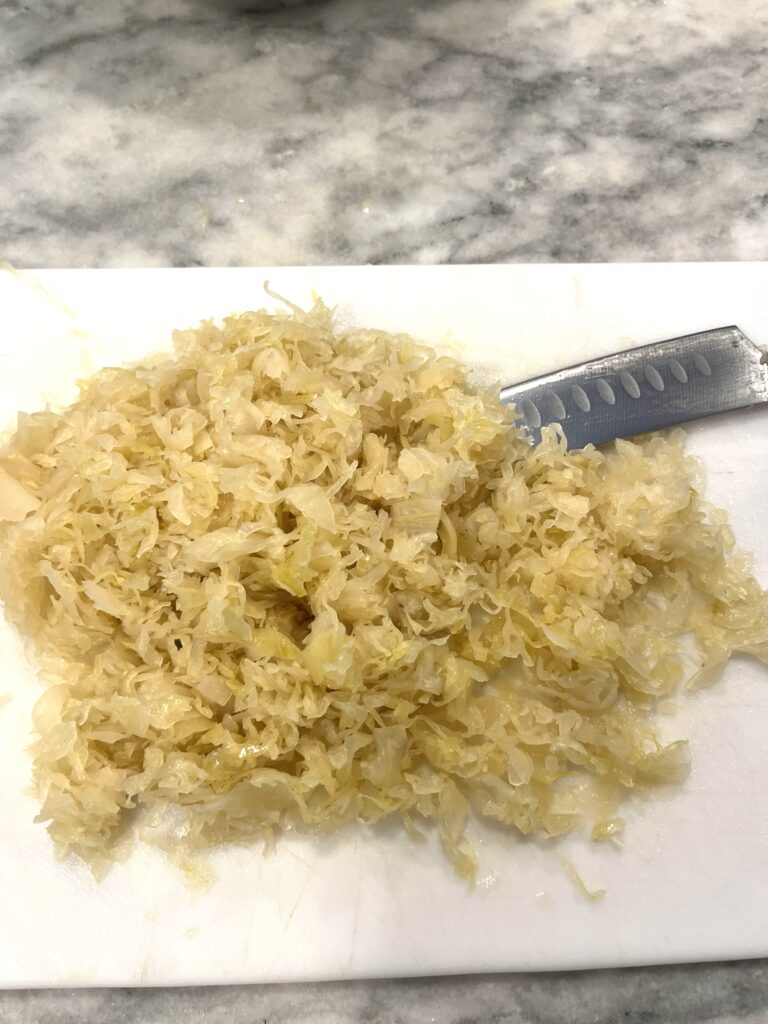 chopped Sauerkraut for Polish Sauerkraut Soup aka Kapusniak