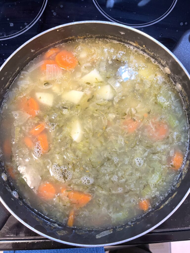 Polish Dill Pickle Soup before adding sour cream mixture