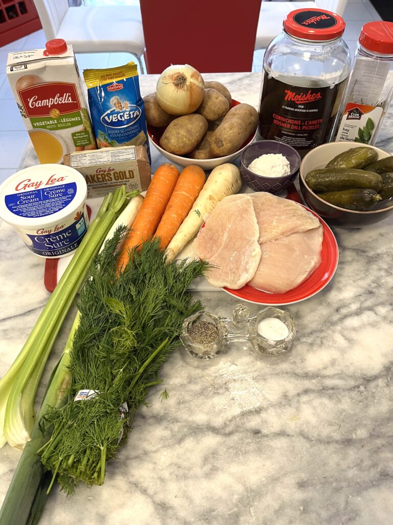 Ingredients for Polish Dill Pickle Soup