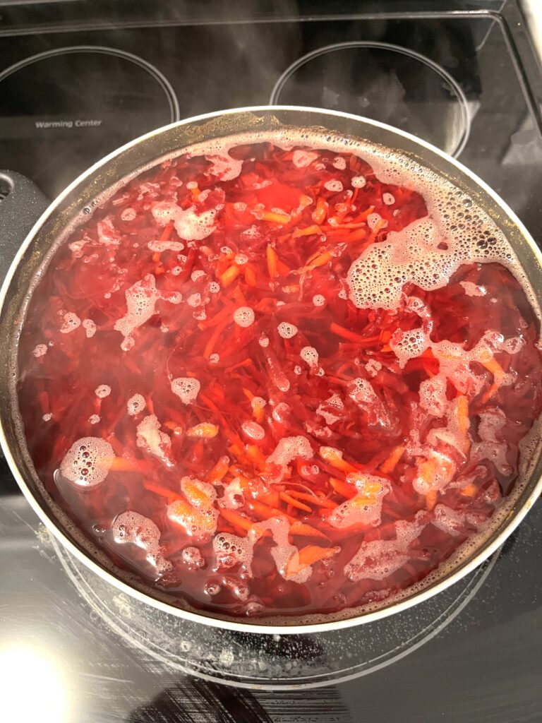 Red borscht aka Barszcz czerwony before adding roux