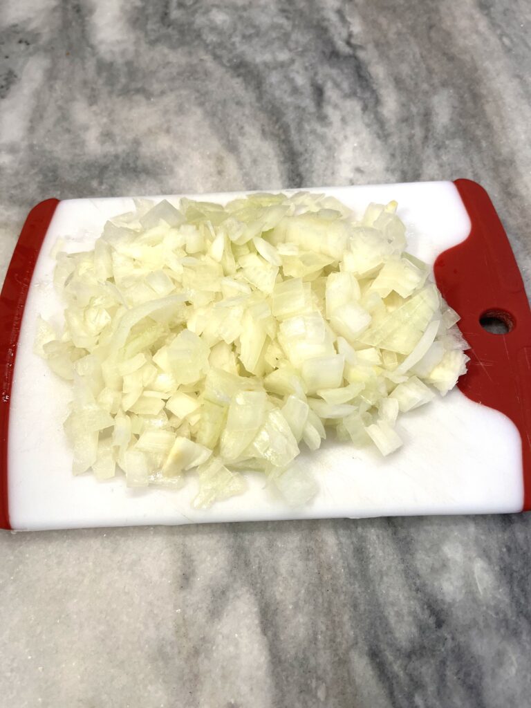 chopped onions for Red borscht aka Barszcz czerwony