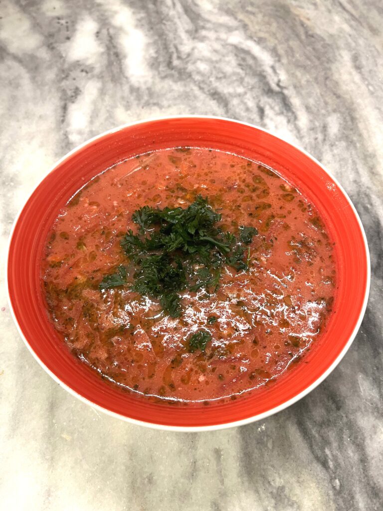 Red borscht aka Barszcz czerwony on the plate