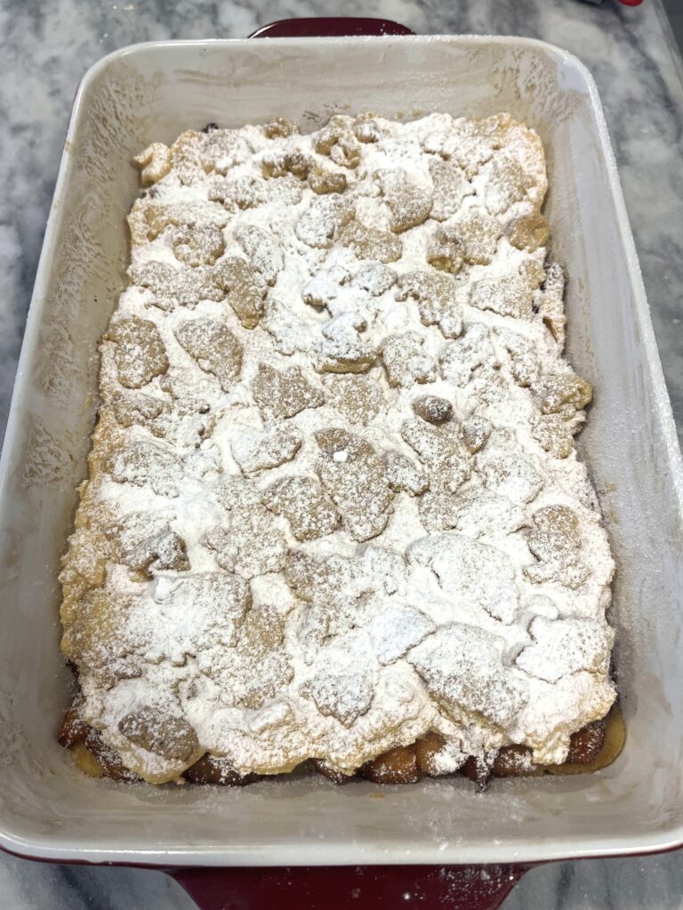 baked Polish apple pie aka Szarlotka in the pan