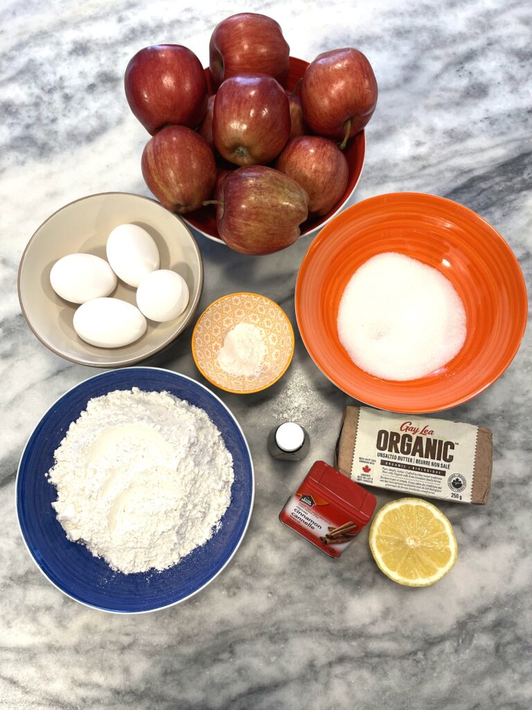 ingredients for Polish apple pie aka Szarlotka