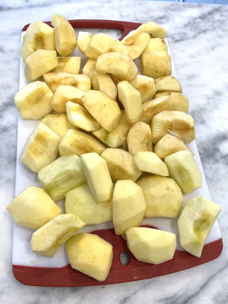 peeled apples for Polish apple pie aka Szarlotka