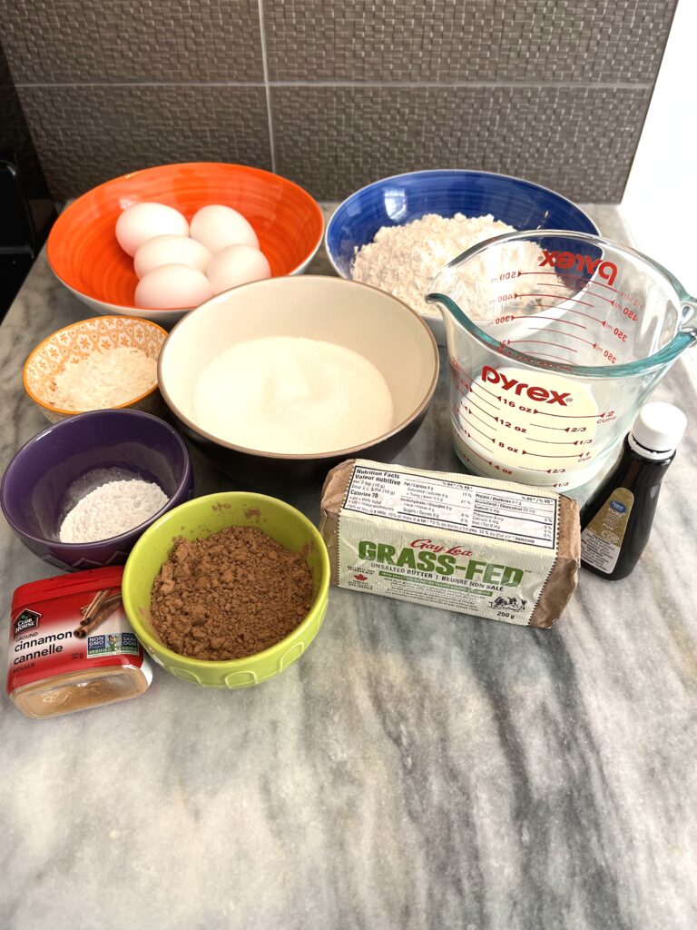 Ingredients for Polish chocolate cake