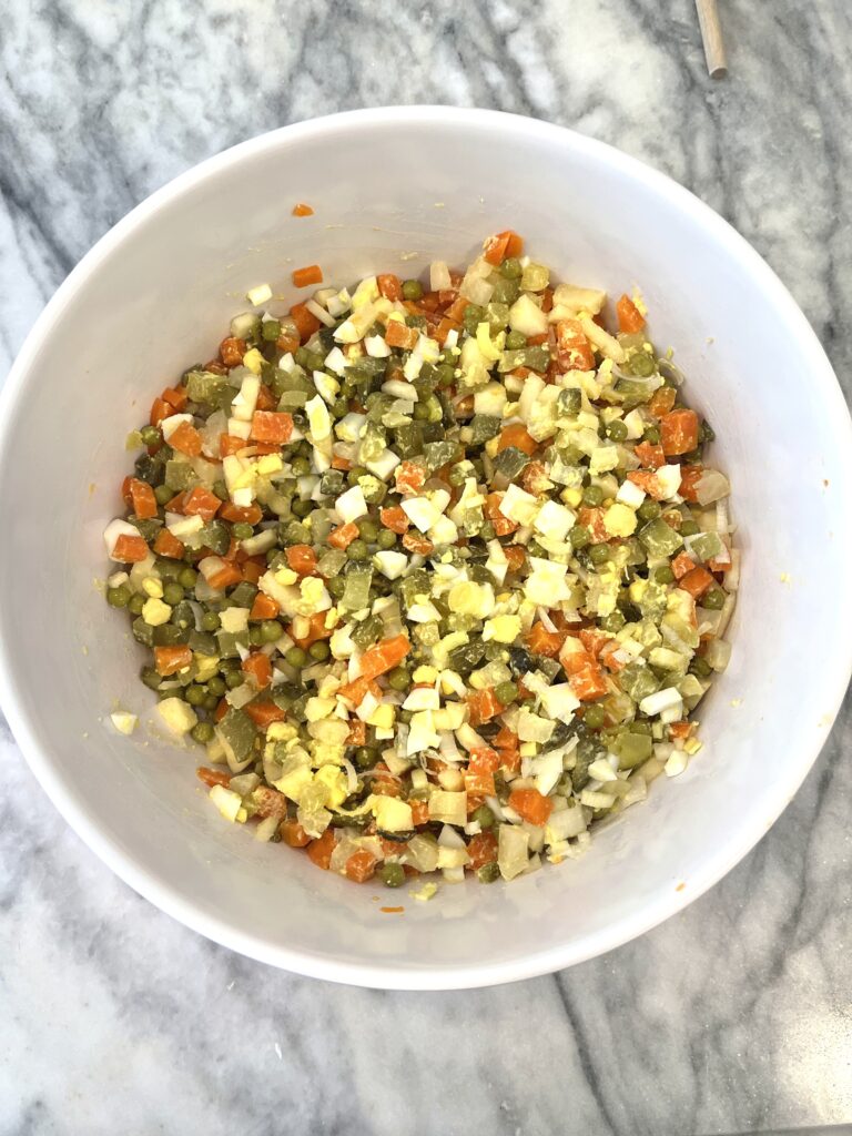 veggies for Polish vegetable salad aka Sałatka