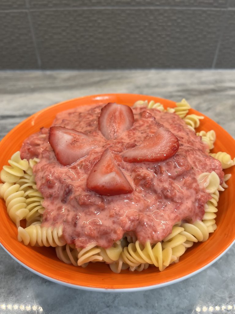 Pasta with strawberries