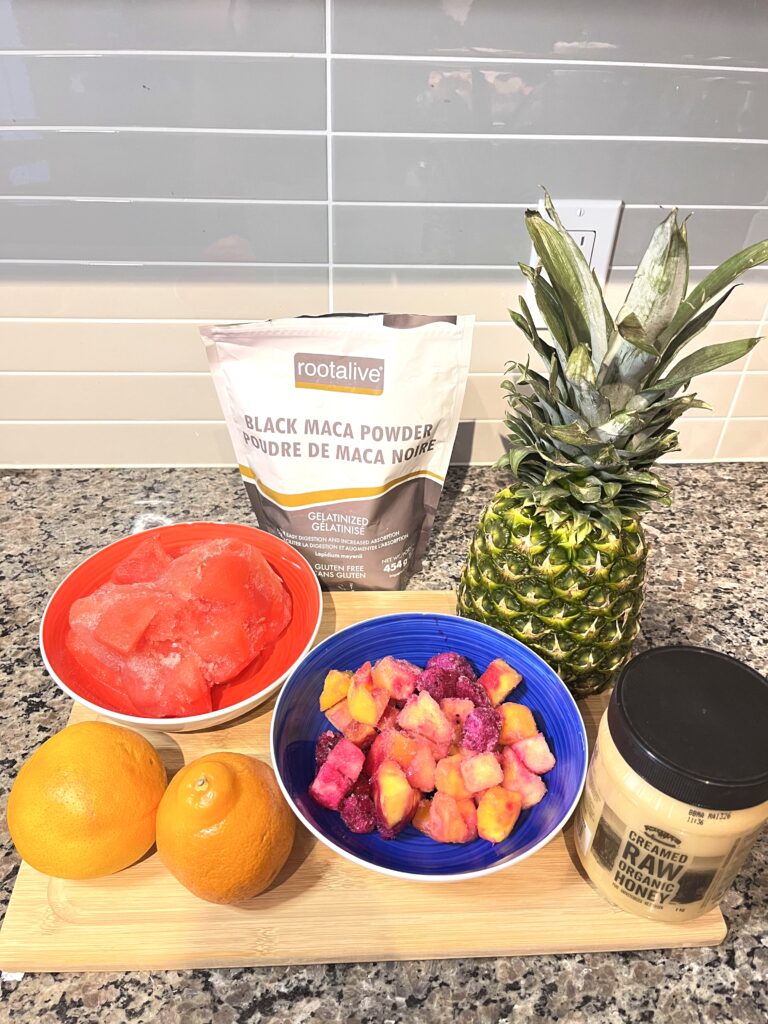 ingredients for a Passion Power Natural Viagra Smoothie